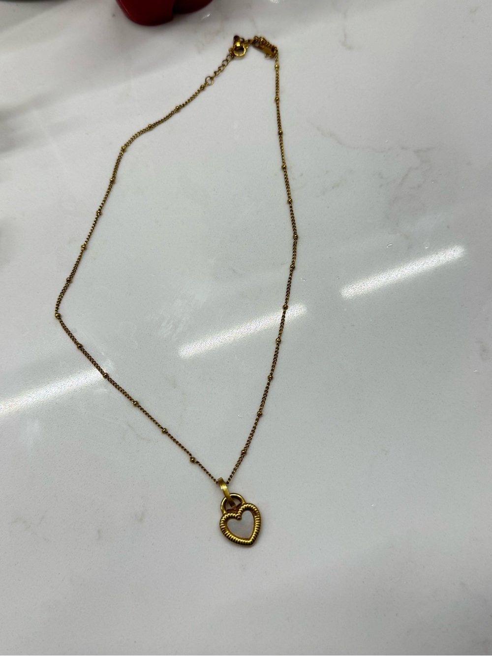 Gold Heart Double Sided Pendant Necklace